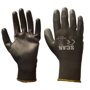Scan Black PU Coated Gloves - Stone Builders Merchants