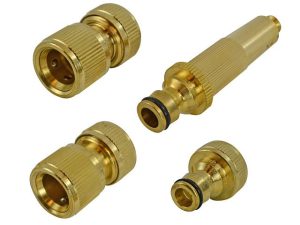 Faithfull Brass Nozzle and Hose Fittings Kit 4 Piece 1/2in - Stone Builders Merchants