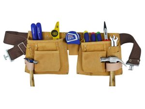 Faithfull Double Tool Work Belt and Nail Pouch - Stone Builders Merchants