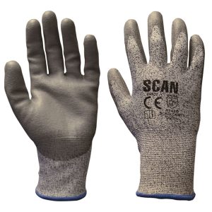 Scan Grey PU Coated Cut 5 Gloves - Stone Builders Merchants
