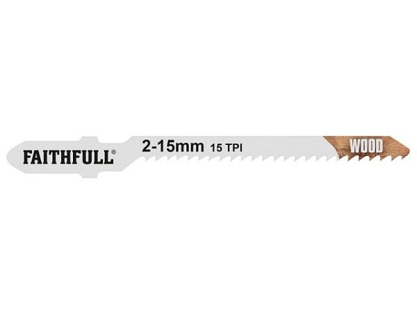 Faithfull Jigsaw Blades (5) Wood 12tpi 50mm for curves - Stone Builders Merchants