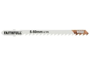 Faithfull Jigsaw Blades (5) Wood 6tpi 75mm Fast Curves - Stone Builders Merchants