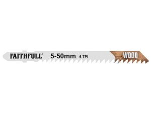 Faithfull Jigsaw Blades (5) Wood 6tpi 75mm Fast Straight - Stone Builders Merchants