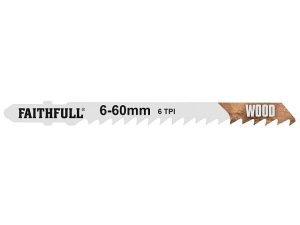 Faithfull Jigsaw Blades (5) Wood 6tpi 75mm Precise - Stone Builders Merchants