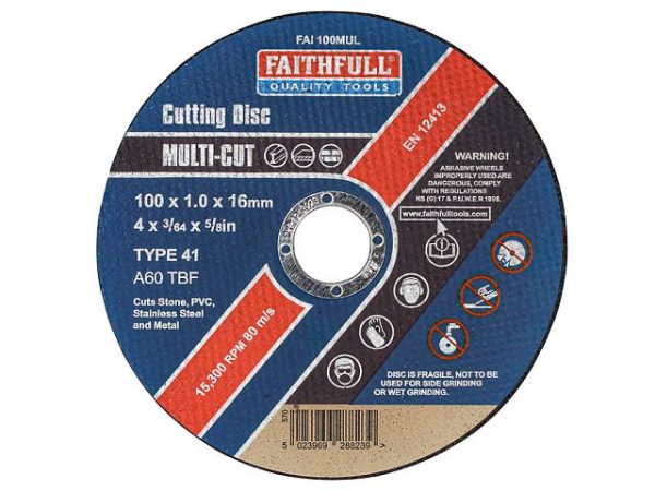 Faithfull Multi-Cut Cutting Discs - Tin of 10 - Stone Builders Merchants