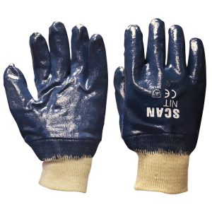 Scan Nitrile Knitwrist Heavy-Duty Gloves - Blue - Stone Builders Merchants