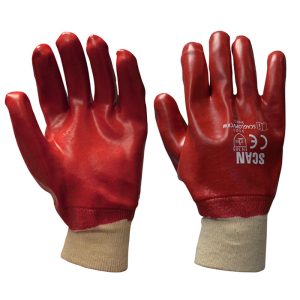 Scan PVC Knitwrist Cotton Gloves - Red - Stone Builders Merchants