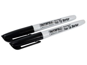 Faithfull Fibre Tip Marker Pen - Pack of 2 Black - Stone Builders Merchants