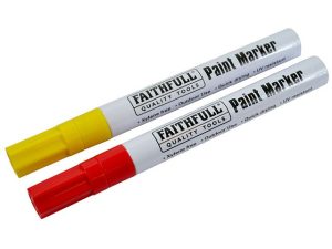 Faithfull Paint Marker Pens - Pack of 2 Yellow & Red - Stone Builders Merchants