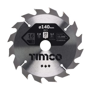 TIMco TCT Circular Saw Blade 140 x 20 x 16T Course / Medium Cut - Stone Builders Merchants