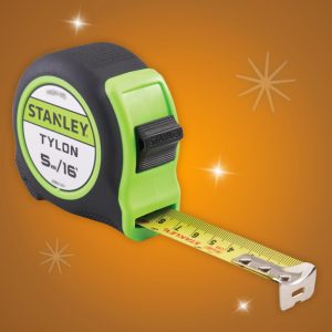 Stanley 5m (16ft) Hi-Vis Tylon Tape - Stone Builders Merchants