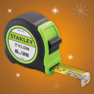 Stanley 8m (26ft) Hi-Vis Tylon Tape - Stone Builders Merchants