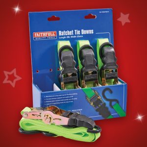 Faithfull 4 Piece Ratchet Tie Down Set 25mm x 5m - Stone Builders Merchants