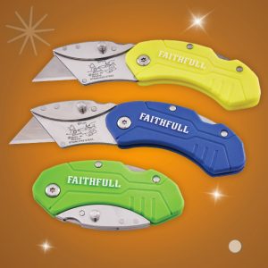 Faithfull Hi-Vis Folding Utility Knife - Stone Builders Merchants